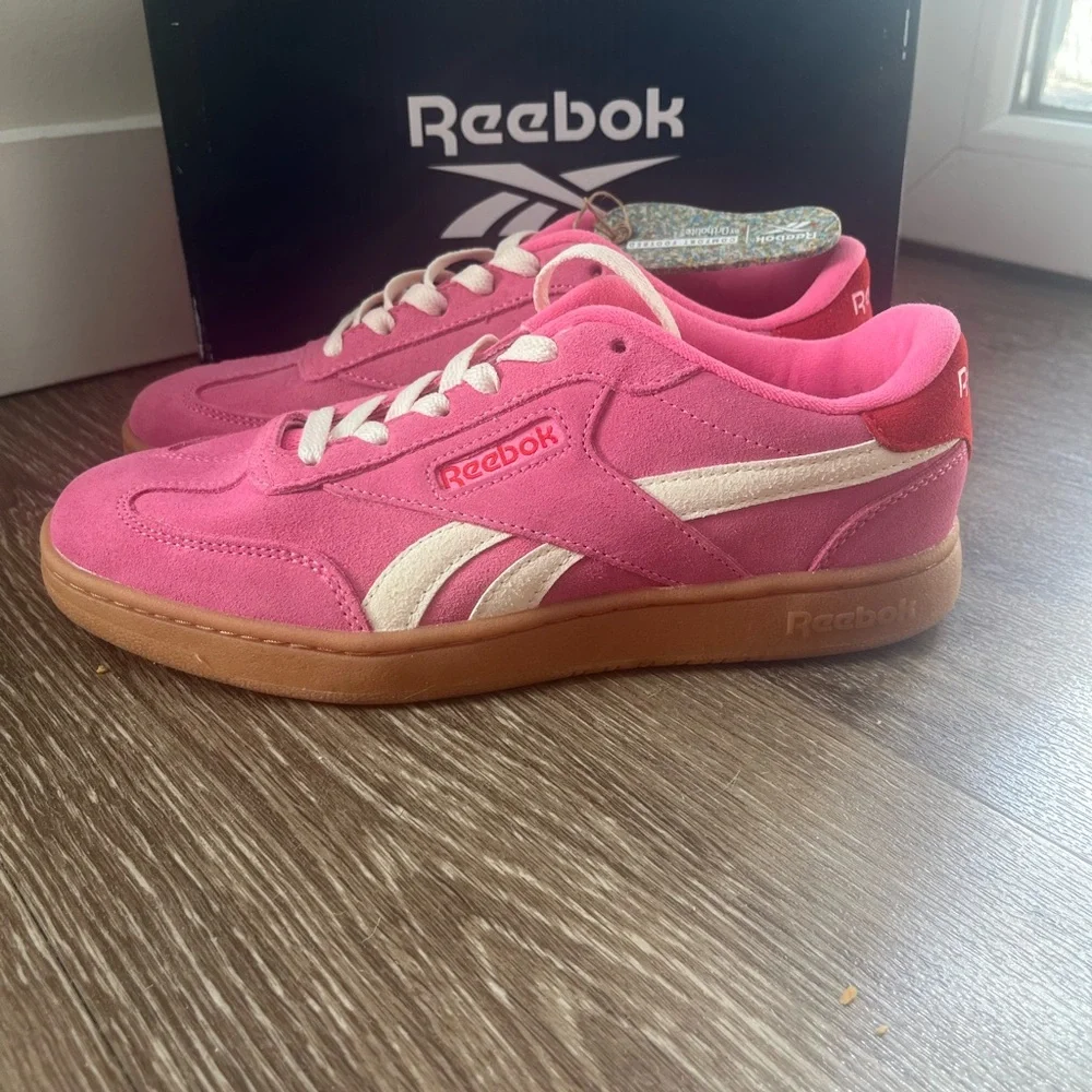 REEBOK Suede Forte Lounger Sneakers Pink Coral White Womens Size 8.5 NEW - Picture 6 of 11